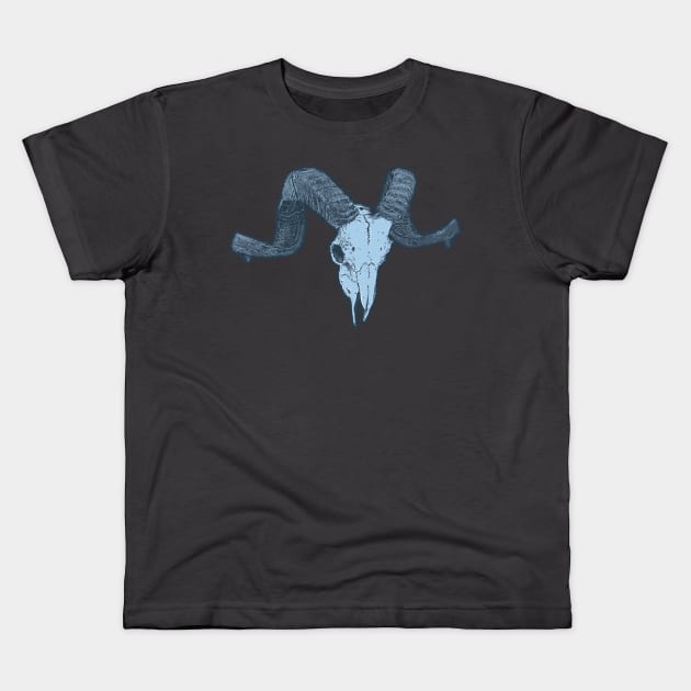 Ram Skull Kids T-Shirt by HiPolly